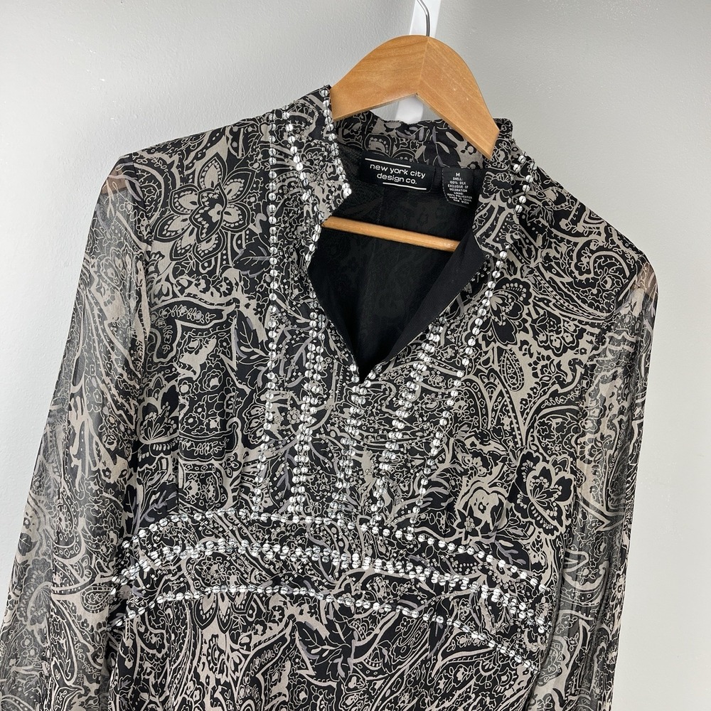 Vintage Y2K NYC Design Co Top Womens M Paisley Fairy Whimsygoth 100% Silk